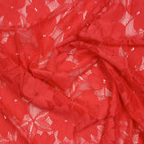 Dentelle polyester Floraison fond corail