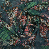 Mousseline Printed Crinkle Leaves and Brown and green flowers oil