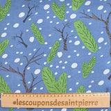 Light -Wood Wood Wood Wood Impresión Viscose Blue fondo