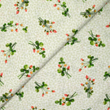 Cotton printed bouquets in green and white strawberry