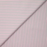 Coton imprimé rayé rose, blanc et gris