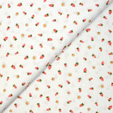 Printed cotton picking strawberries white background