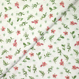 Celestial rosa y verdes estampado de algodón blanco Fondo blanco