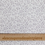 Cotton dive printed gray seasonal flowers white background