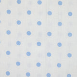 Piqué de coton imprimé pois bleu fond blanc