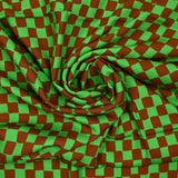 Viscose canvas printed brown and green tiles