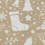 Polycotton Print Christmas Gingerbread White Beige Background
