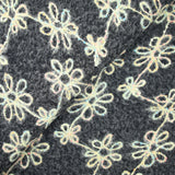 Lainage bouclette fantaisie florale multicolore fond gris bleuté
