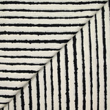 Coton imprimé fin taches rayées noir fond écru