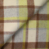 Laine mélangée brossée à carreaux beige, marron et anis