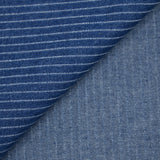 Jean’s coton extensible à rayures tissées fond bleu moyen