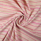 Simple gaze de coton tissée-teinte écrue rayure rose