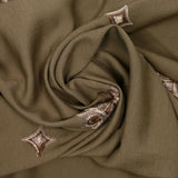 Crêpe viscosa bordado bordado de fondo de aurore taupe brown