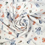 Cotton printed fish clown white background