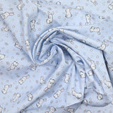 Cotton dive printed young rabbit light blue background
