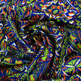 Twill de polyester satin imprimé virtuose orange et vert fluo
