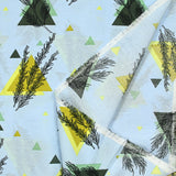 Light printed viscose graphics stems blue sky background