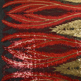 Tulle sequin plumes royales or et rouge