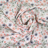 Cotton Printed Love Passion Rose and Water Green