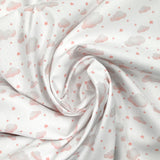 Piqué de coton imprimé nuage et étoile rose