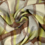 Laine mélangée brossée à carreaux beige, marron et anis