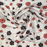 Black and red Marguerite printed cotton white background