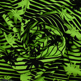 Print viscose Palm trees and green and black stripes
