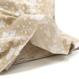 Polycotton Print Christmas Gingerbread White Beige Background