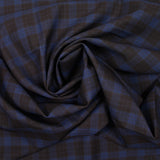 Tela de lana a cuadros marrón y azul