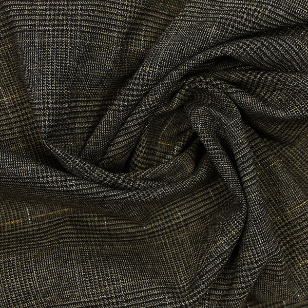 Tissu tailleur de polyester élasthanne princes de galles irisé noir et beige