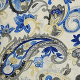 Polycotton Printed Kashmir Blue, Beige and Gray