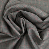 Tissu tailleur 100% laine prince-de-galles noir, rouge fond blanc cassé
