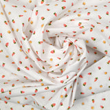 Printed cotton picking strawberries white background