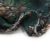 Mousseline Printed Crinkle Leaves and Brown and green flowers oil