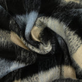 Laine mélangée brossée à poils longs carreaux noir, ciel et beige