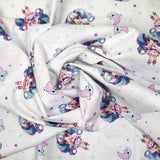 Algodón estampado de Kawaii blanco y rosa