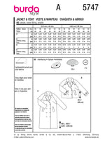 Patron Burda n°5747 : Manteau & Veste
