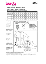 Patron Burda n°5794 : Manteau & Veste