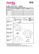 Patron Burda n°5830 : Veste