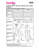 Patron Burda n°5840 : Veste