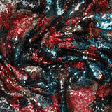 Tulle Sequin Young Red Corail rojo y fondo negro de pato