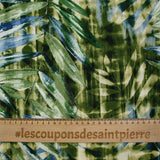 Polyester imprimé fougères fond vert et bleu