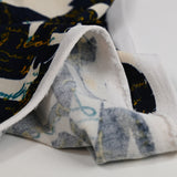 Jersey polyester imprimé lettrages marine et écru