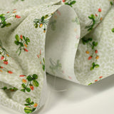 Cotton printed bouquets in green and white strawberry