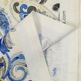 Polycotton Printed Kashmir Blue, Beige and Gray