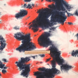 Crepe Viscose Lurex Tie and Dye Coral y Night Blue