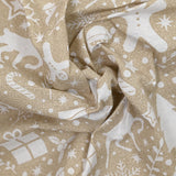 Polycotton Print Christmas Gingerbread White Beige Background