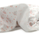 Piqué de coton imprimé nuage et étoile rose