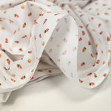 Printed cotton picking strawberries white background