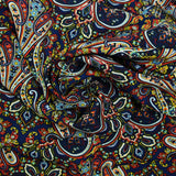 Polyester imprimé cachemire fond marine